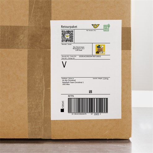 Parcel with parcel stamp